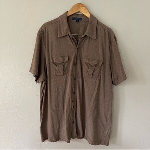 Material London Mens Brown Stretch Jersey Knit Short Sleeve Shirt Size XXL